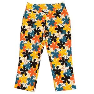 Women’s Peck & Peck capris size 10 stretchy white with blue, yellow, orange